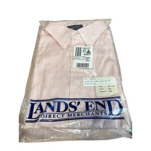 Land's End Oxford Style Dress Shirt Mens Size 161/2 32 Light Pink NWT 54648
